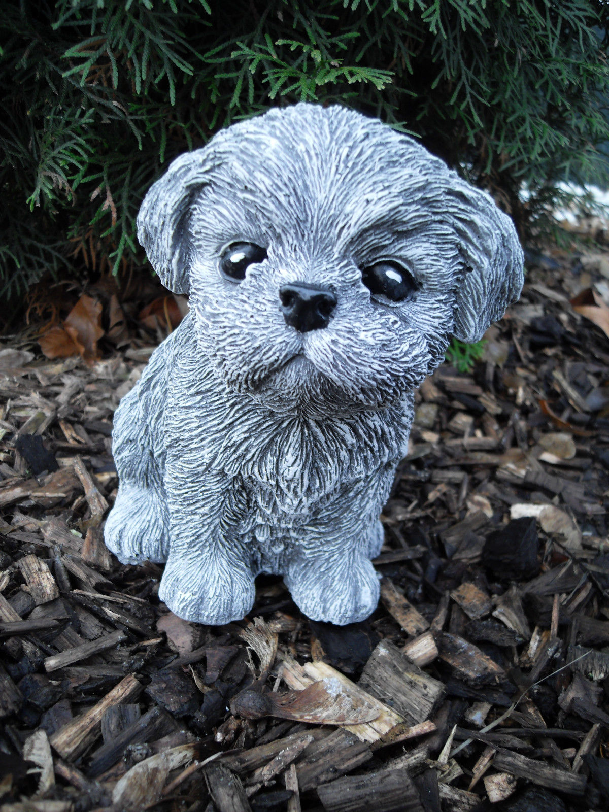 Hund Deko aus Stein massiv 16x12cm