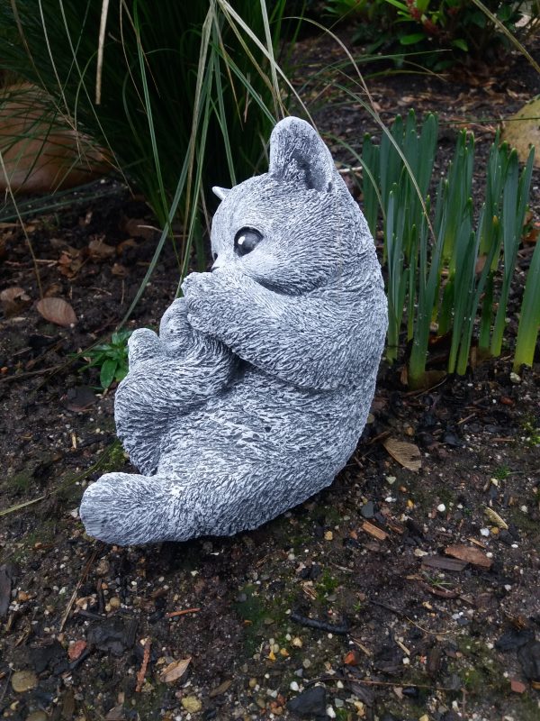 Steinfigur verspielte Katze    Gartenfigur – Bild 4