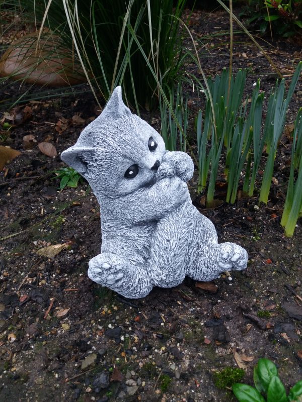 Steinfigur verspielte Katze    Gartenfigur – Bild 6